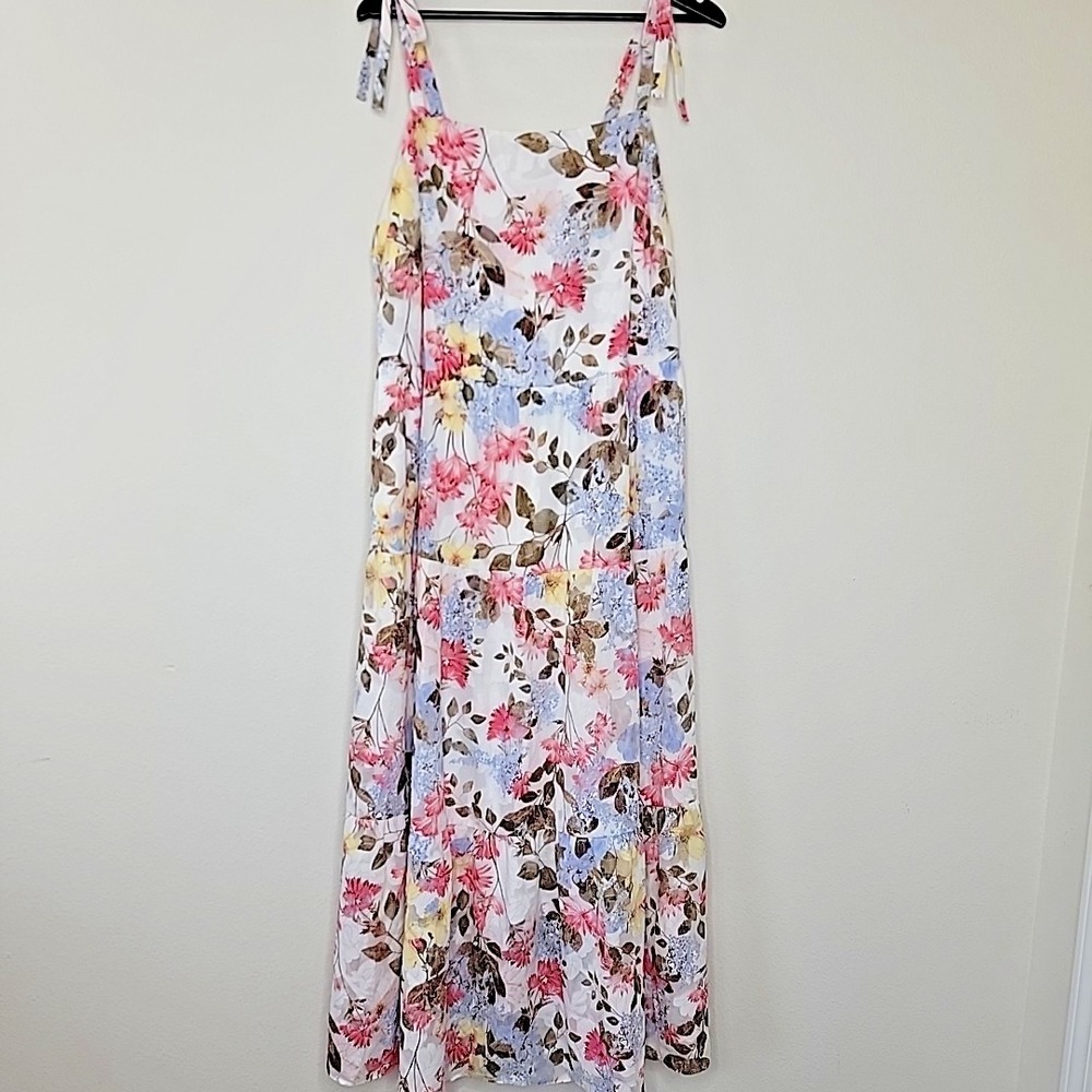 Lane Bryant‎ Womens Size 16 Floral Maxi Dress Sleeveless Lined Pockets